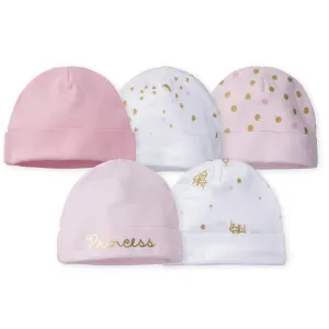 5-Pack Baby Girls Castle Caps