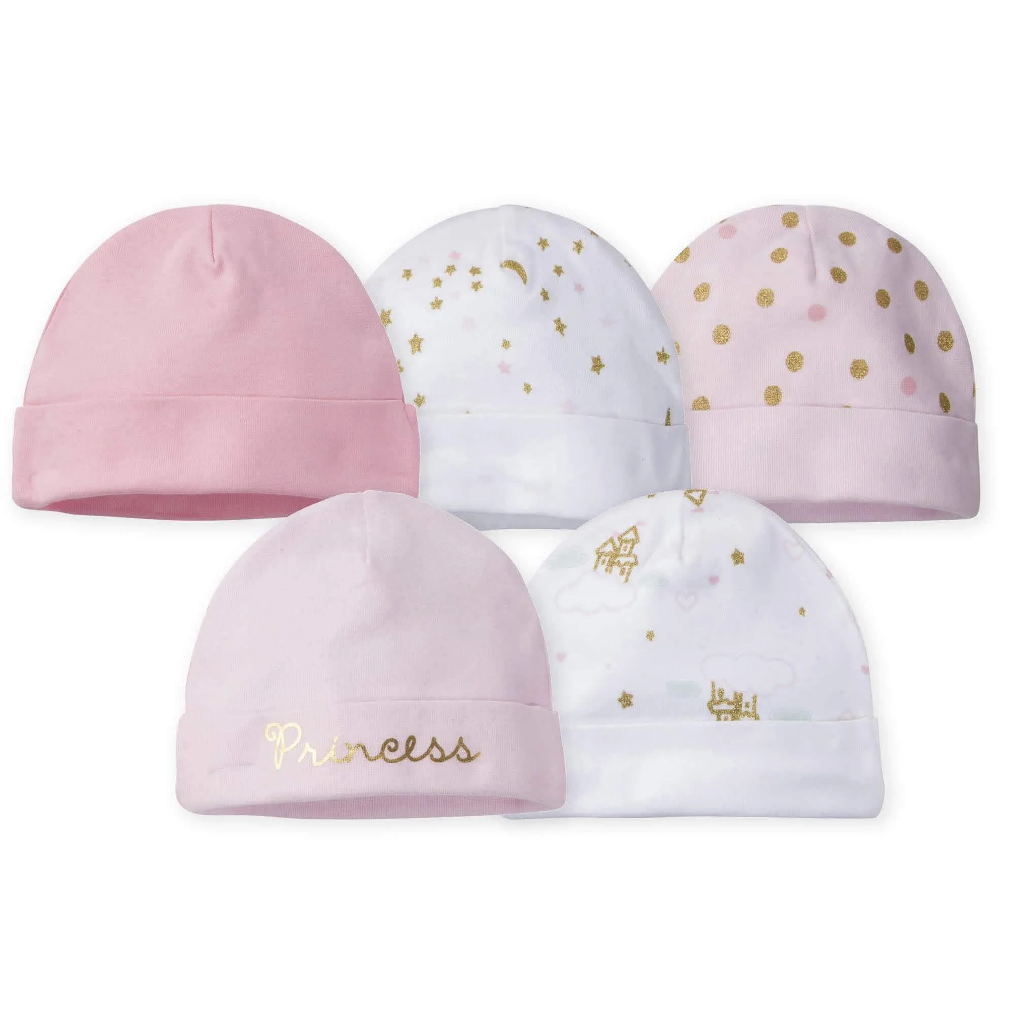 5-Pack Baby Girls Castle Caps