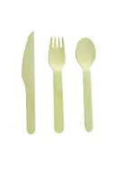 6" Combo Birch Disposable Utensil Set Wrapped   Napkin (case)