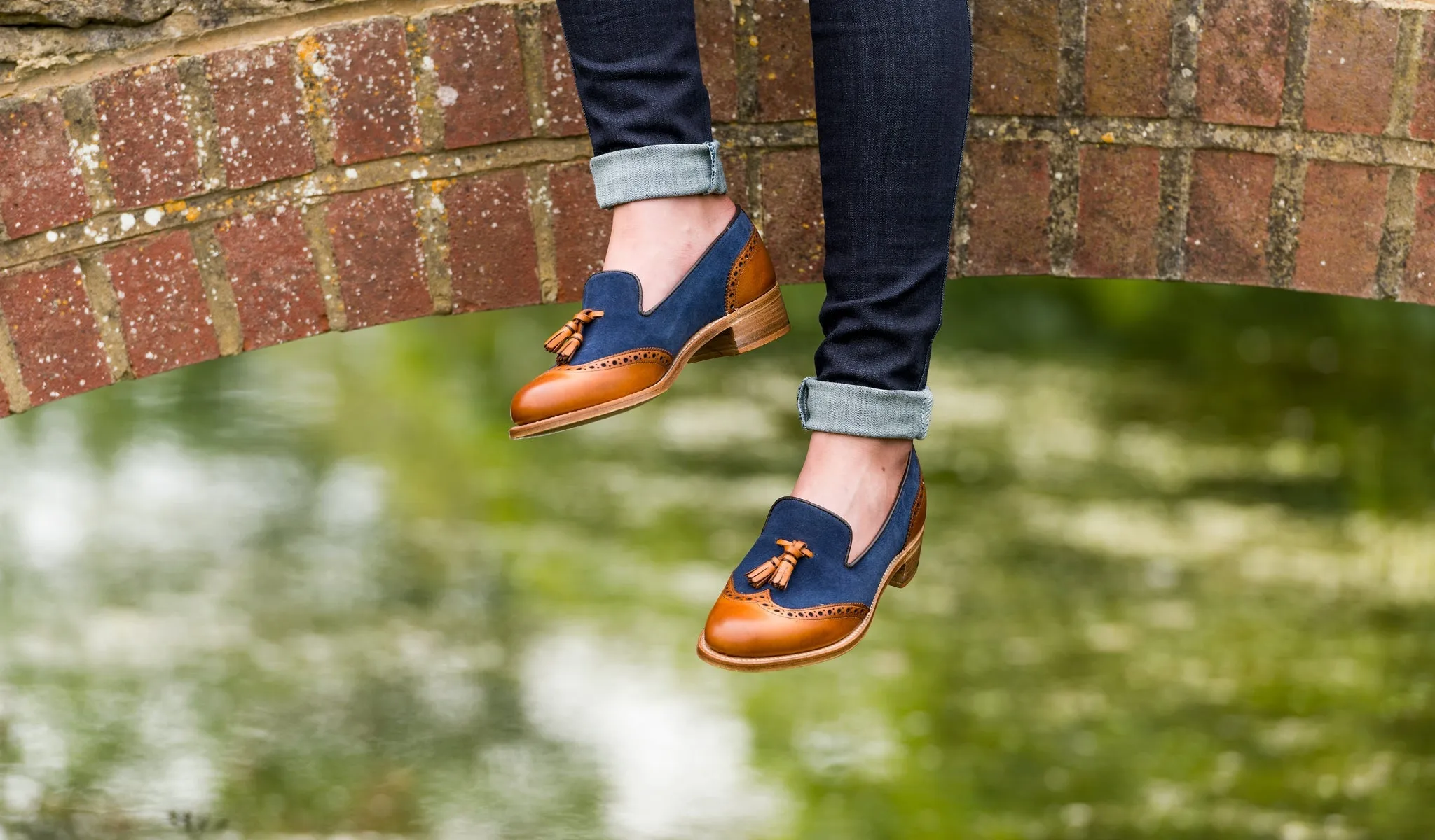 Amber - Cedar Calf / Blue Suede
