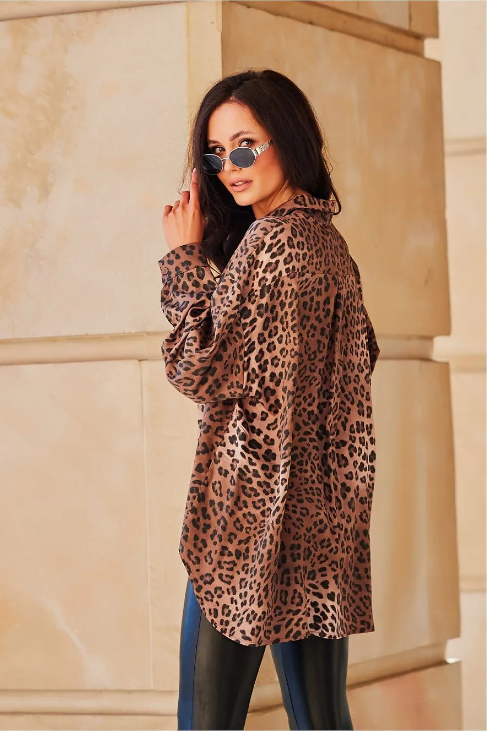 Animal Patterned Gathered Back Shirt