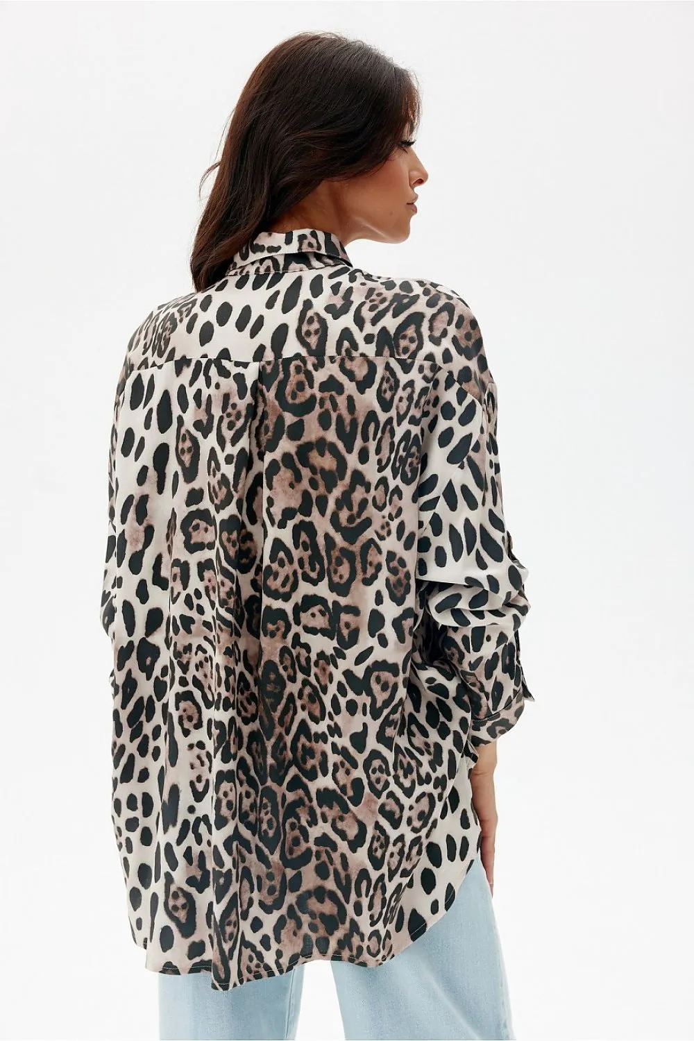 Animal Patterned Gathered Back Shirt