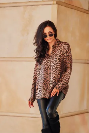 Animal Patterned Gathered Back Shirt