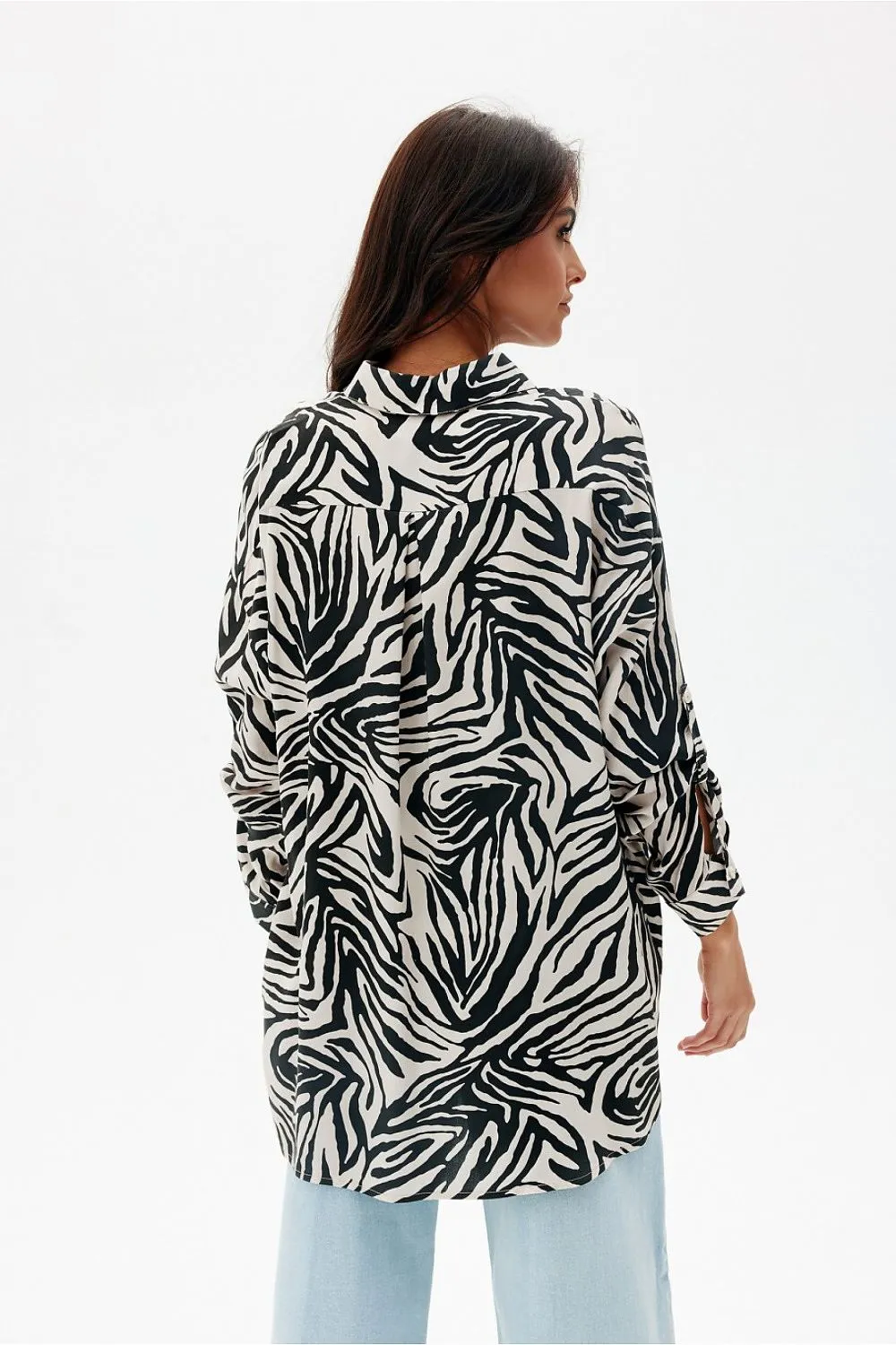 Animal Patterned Gathered Back Shirt