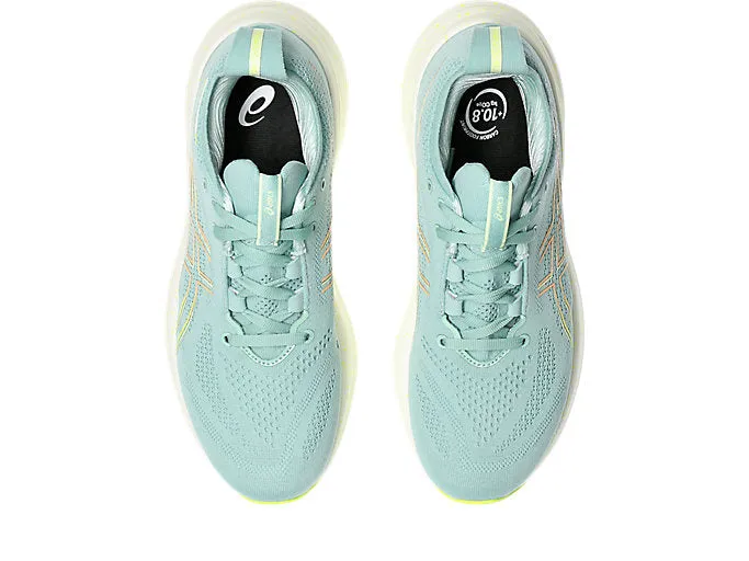 Asics Gel Nimbus 26 (B Width) - Light Celadon/Safety Yellow (Womens)