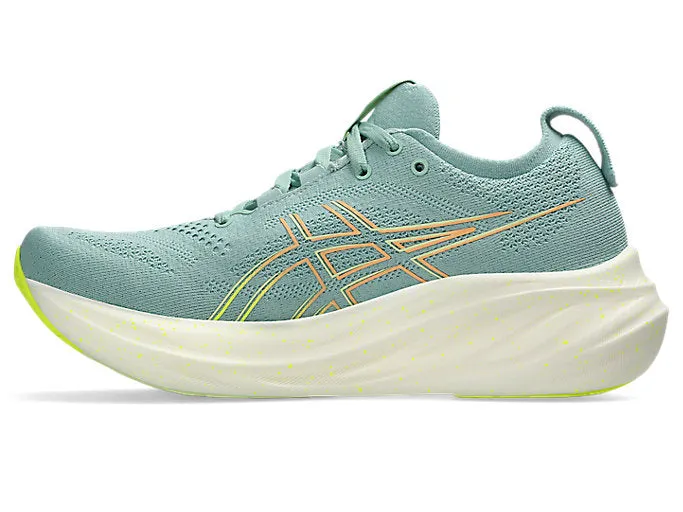 Asics Gel Nimbus 26 (B Width) - Light Celadon/Safety Yellow (Womens)