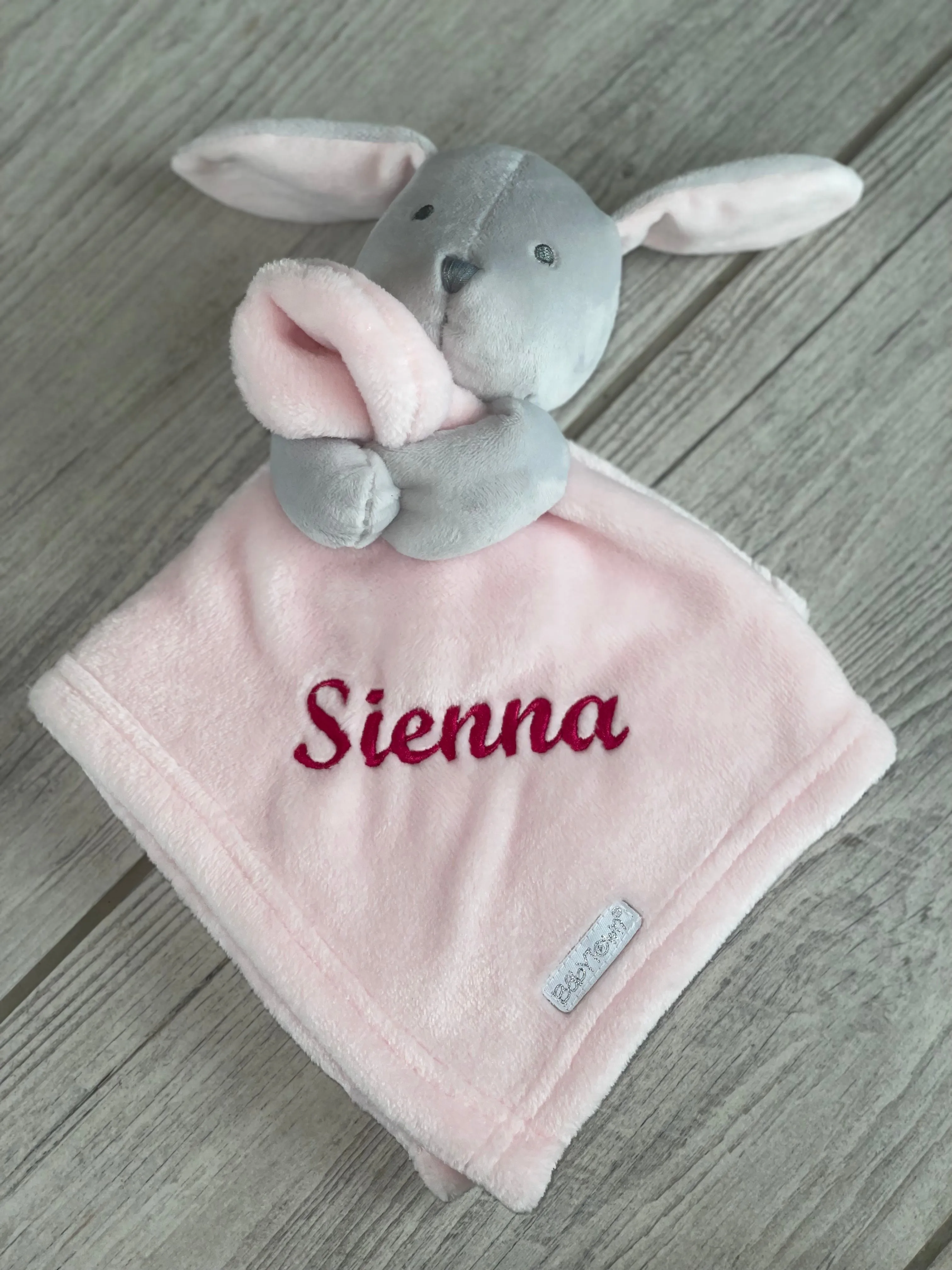 Babies personalised bunny comforter Light Grey