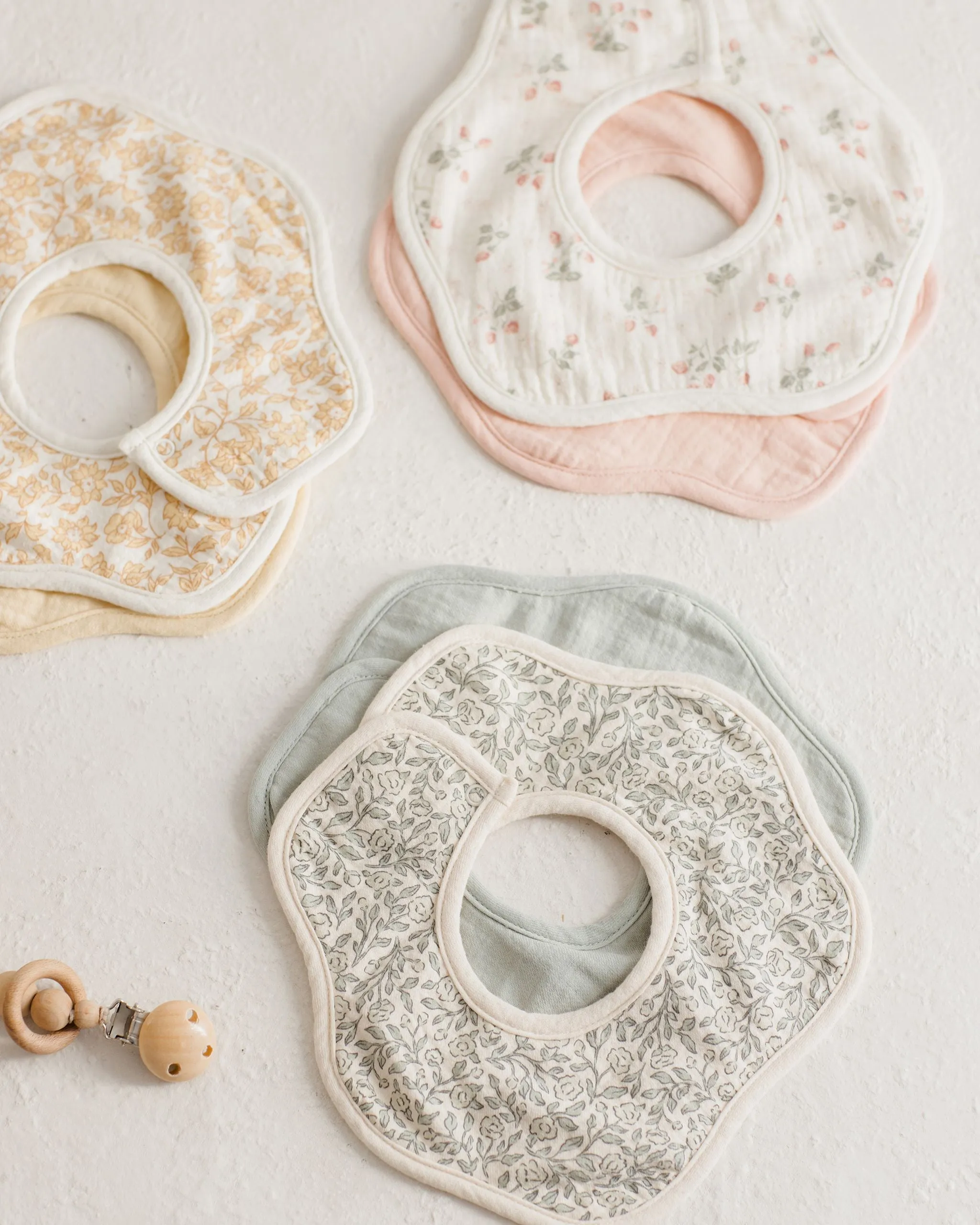 Baby Girl Bib | Flower Bib Set- Strawberries and Melon | Quincy Mae