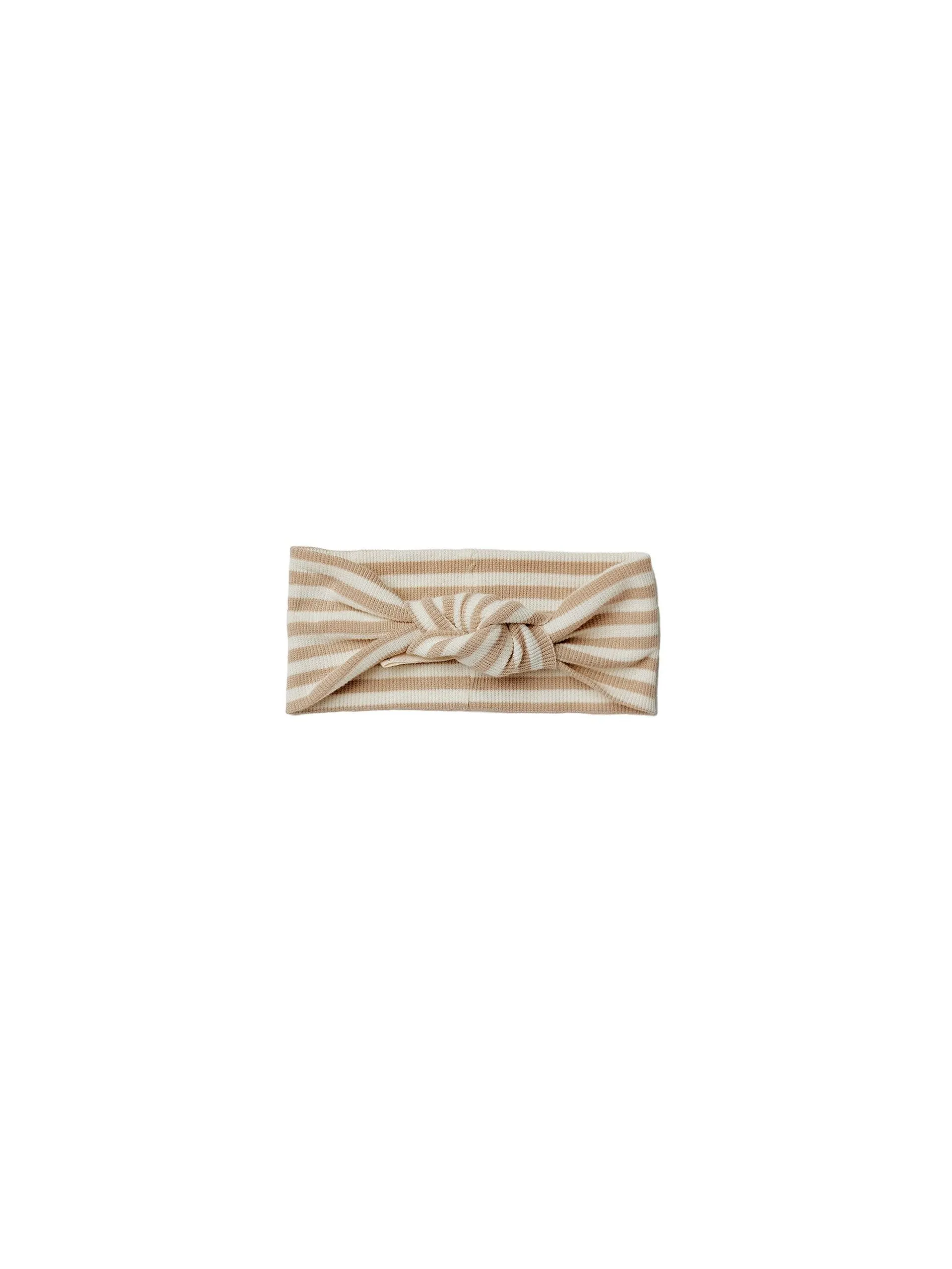 Baby Ribbed Knotted Headband | Latte Stripe | Quincy Mae