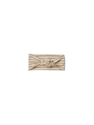 Baby Ribbed Knotted Headband | Latte Stripe | Quincy Mae