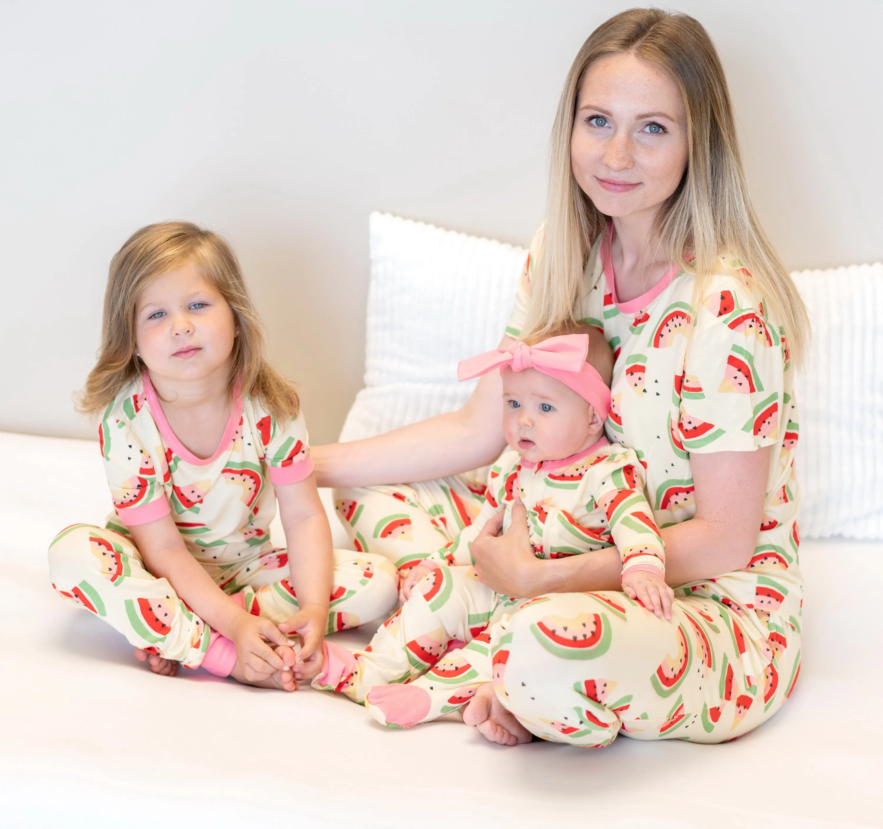 Bamboo Short Sleeve Pajama Set (Watermelon Rainbow Print)