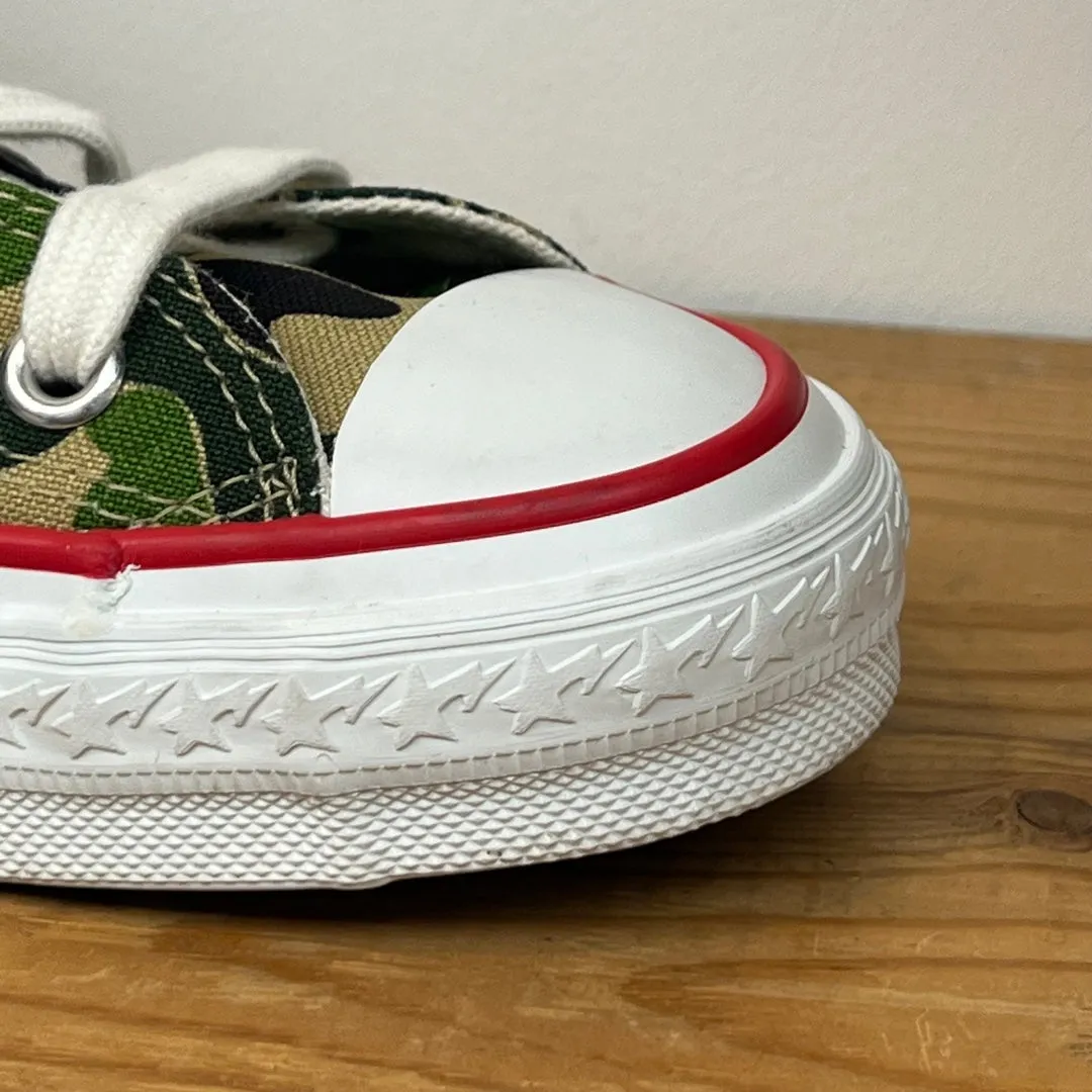 BAPE x Converse Shark Trainers in green camo