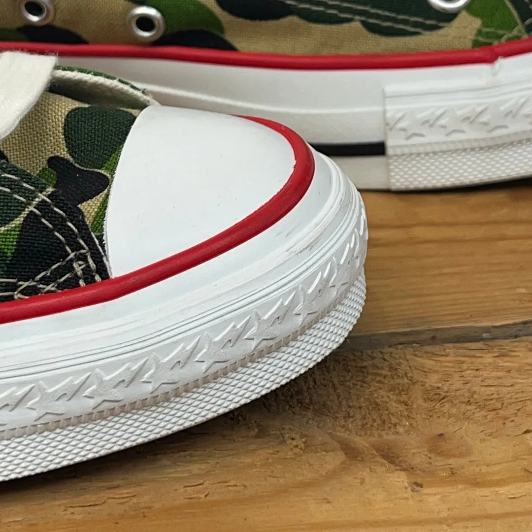 BAPE x Converse Shark Trainers in green camo