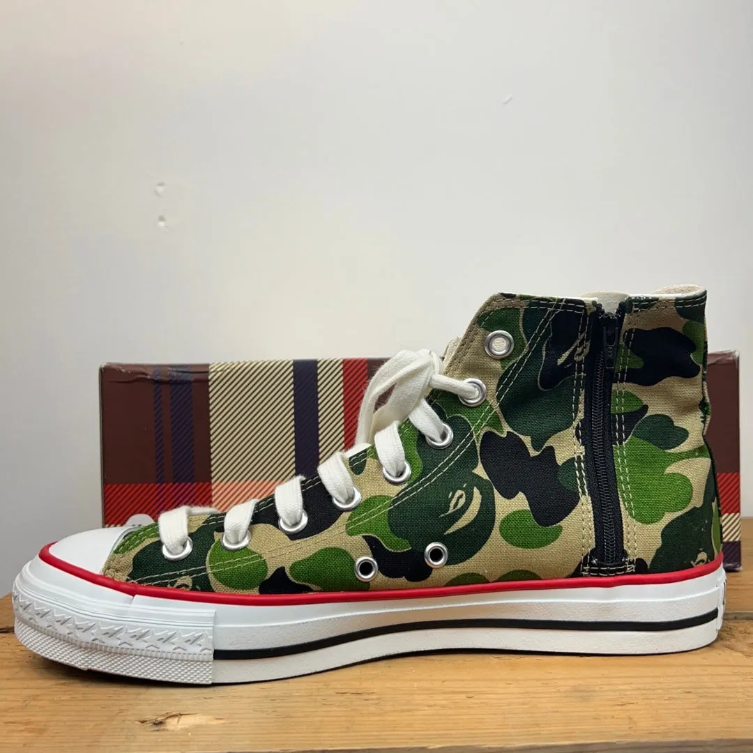 BAPE x Converse Shark Trainers in green camo