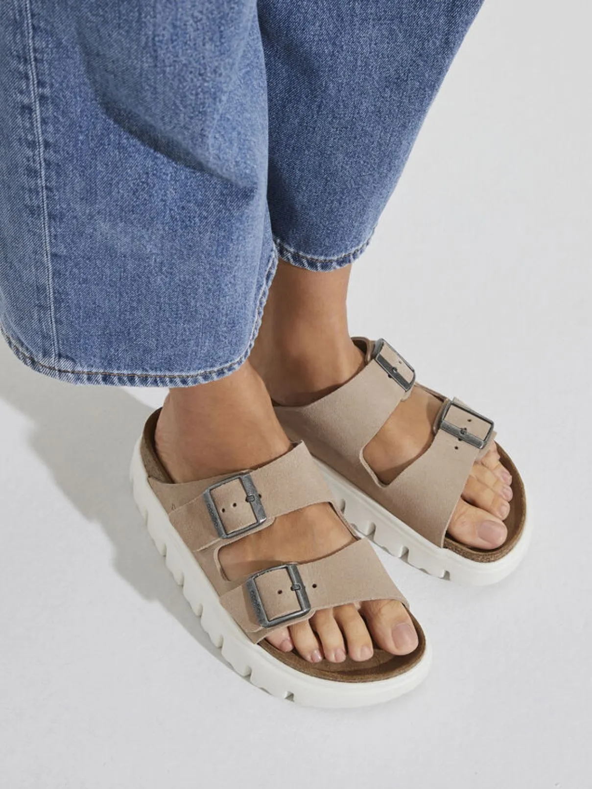 Birkenstock Arizona Chunky Suede Sandal in Warm Sand