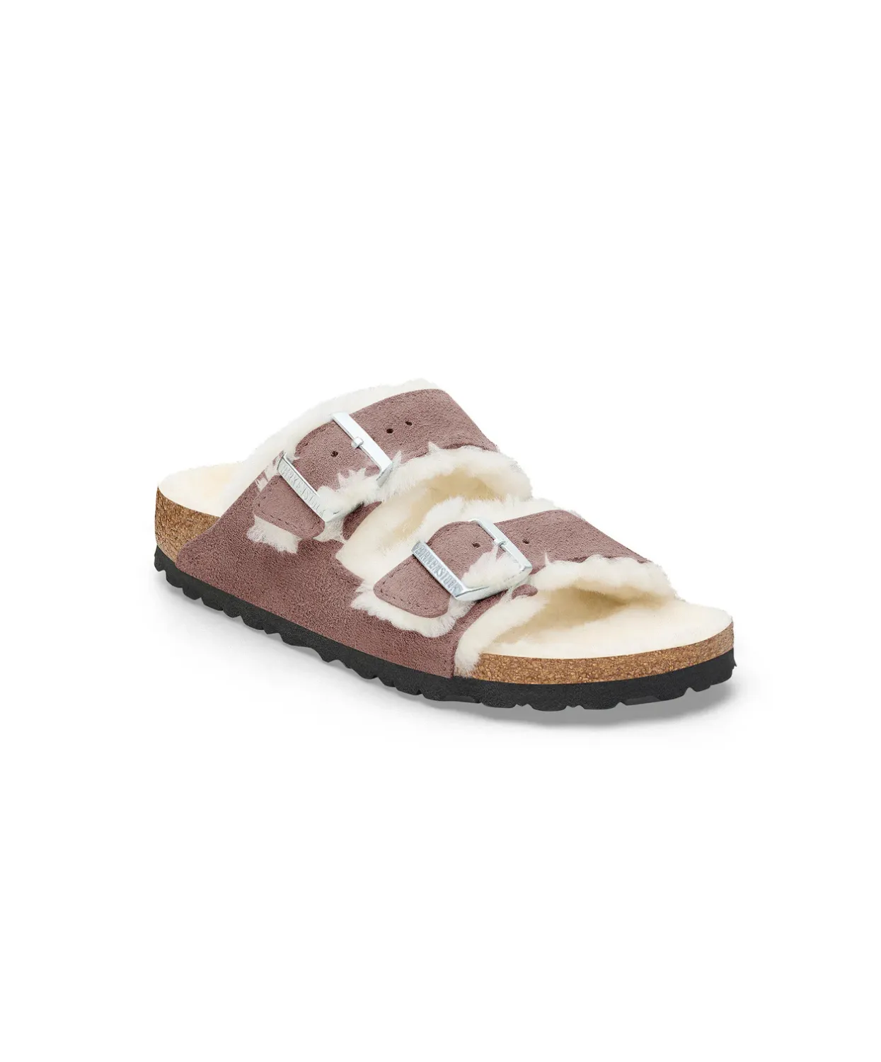 Birkenstock Arizona Suede Leather Shearling Faded Purple Sandals