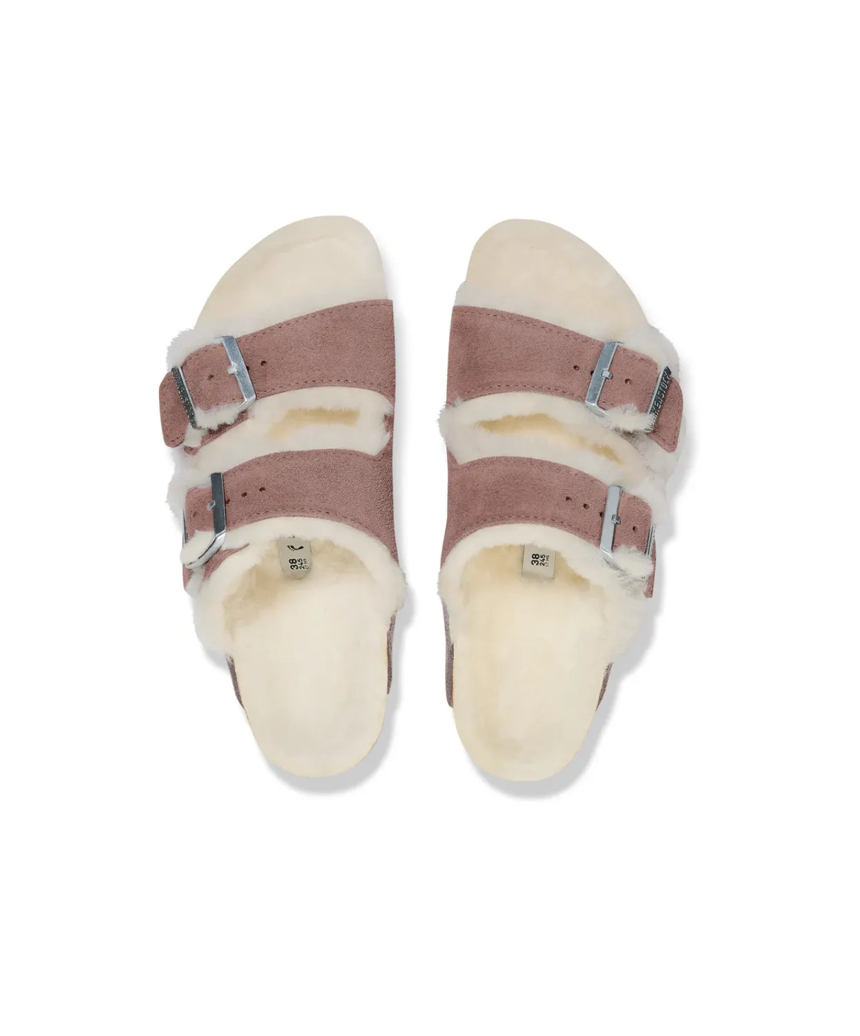 Birkenstock Arizona Suede Leather Shearling Faded Purple Sandals