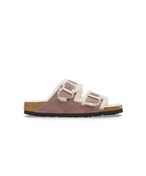 Birkenstock Arizona Suede Leather Shearling Faded Purple Sandals