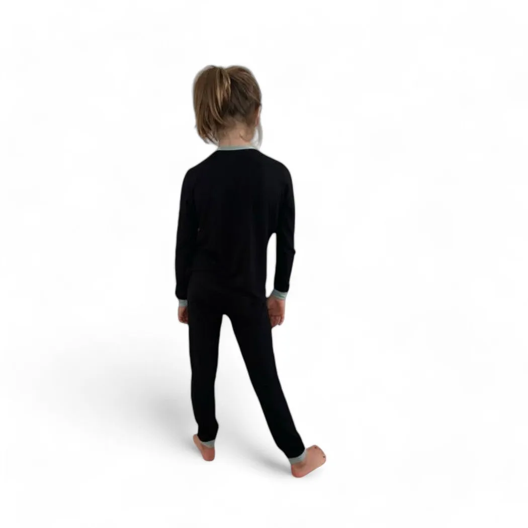 Black   Mint Trim Kids Bamboo PJs