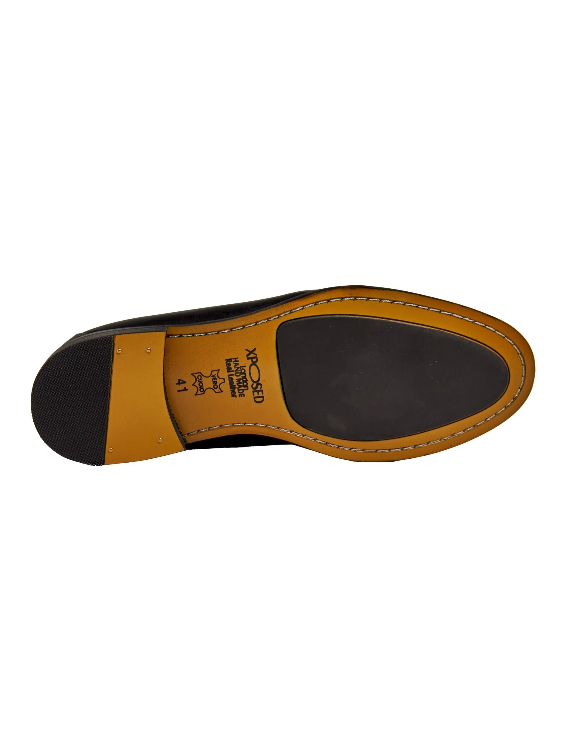 BLACK SNAFFLE BUCKLE LEATHER SHOES