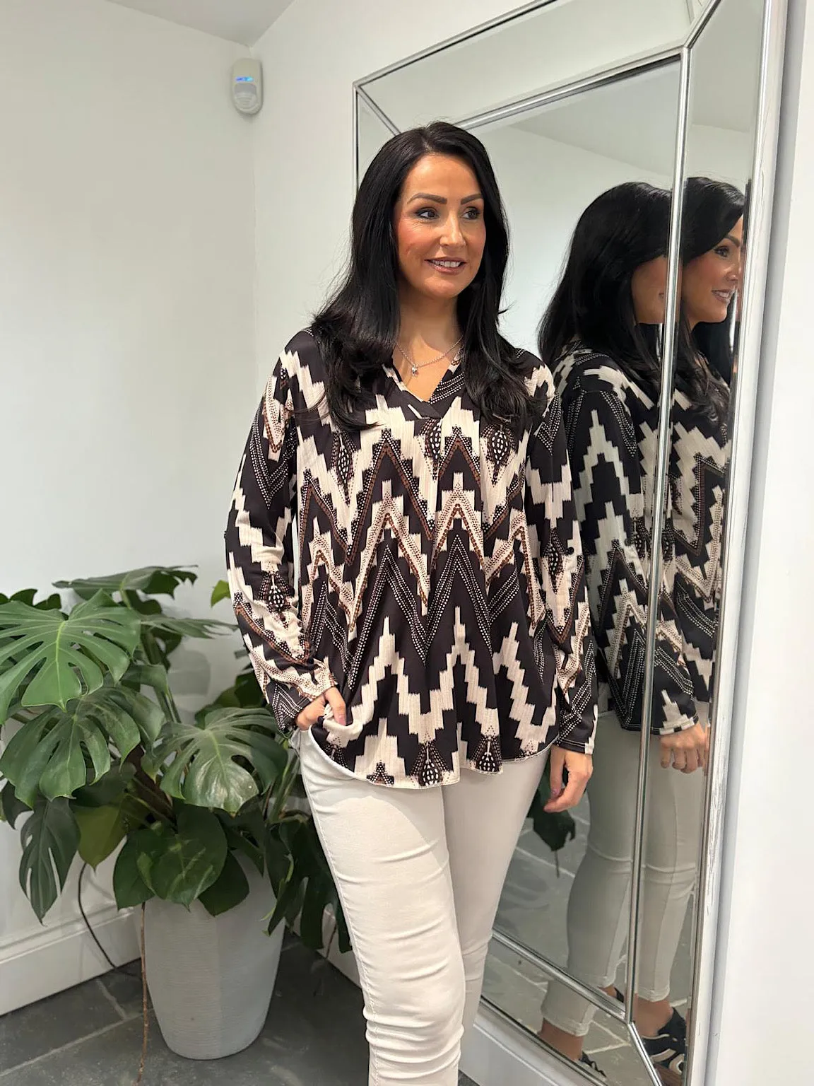 Black Super Soft Zig Zag Blouse Moira