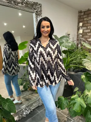 Black Super Soft Zig Zag Blouse Moira