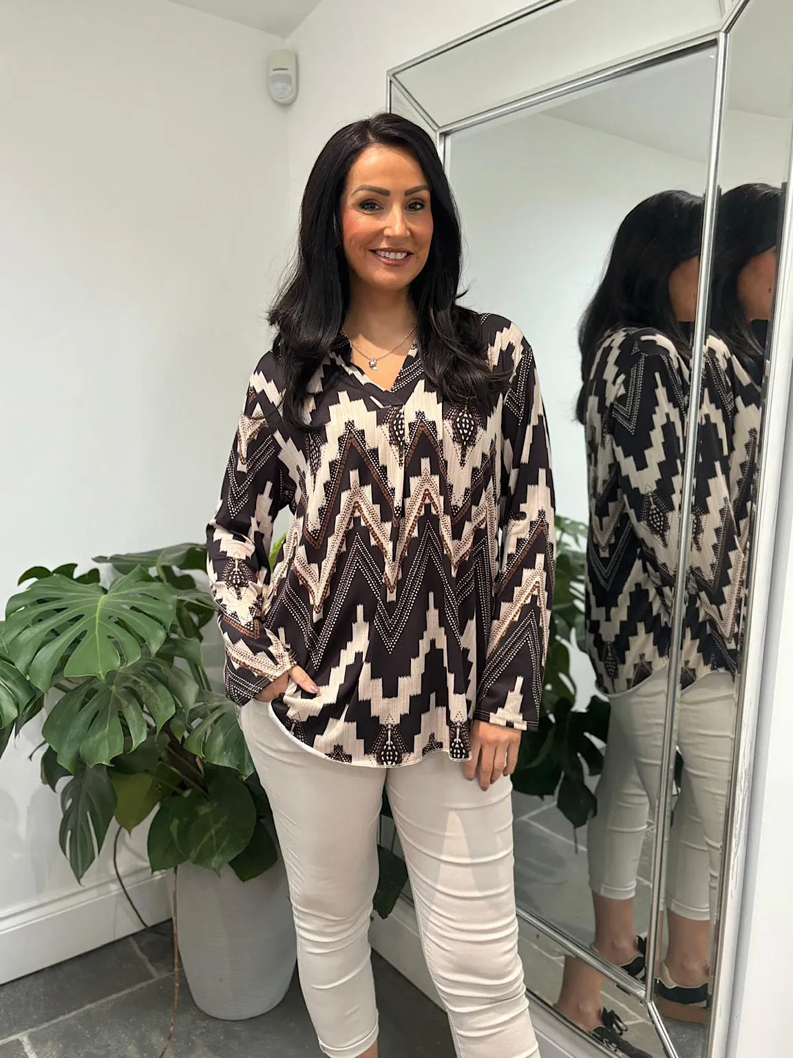 Black Super Soft Zig Zag Blouse Moira