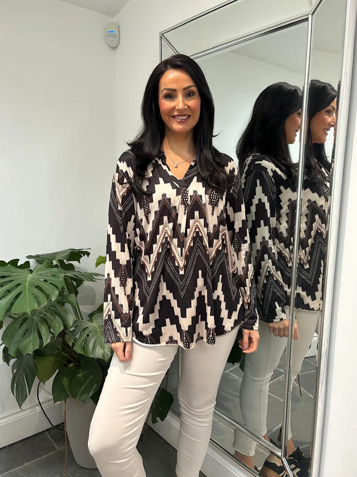 Black Super Soft Zig Zag Blouse Moira