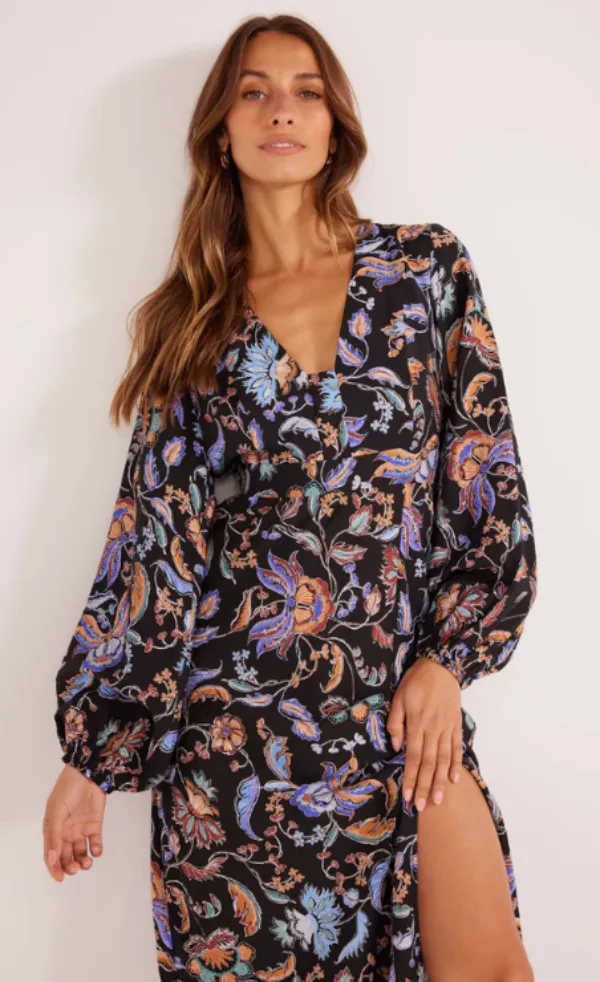 Celeste Long Sleeve Midi Dress Sketched Chintz Floral