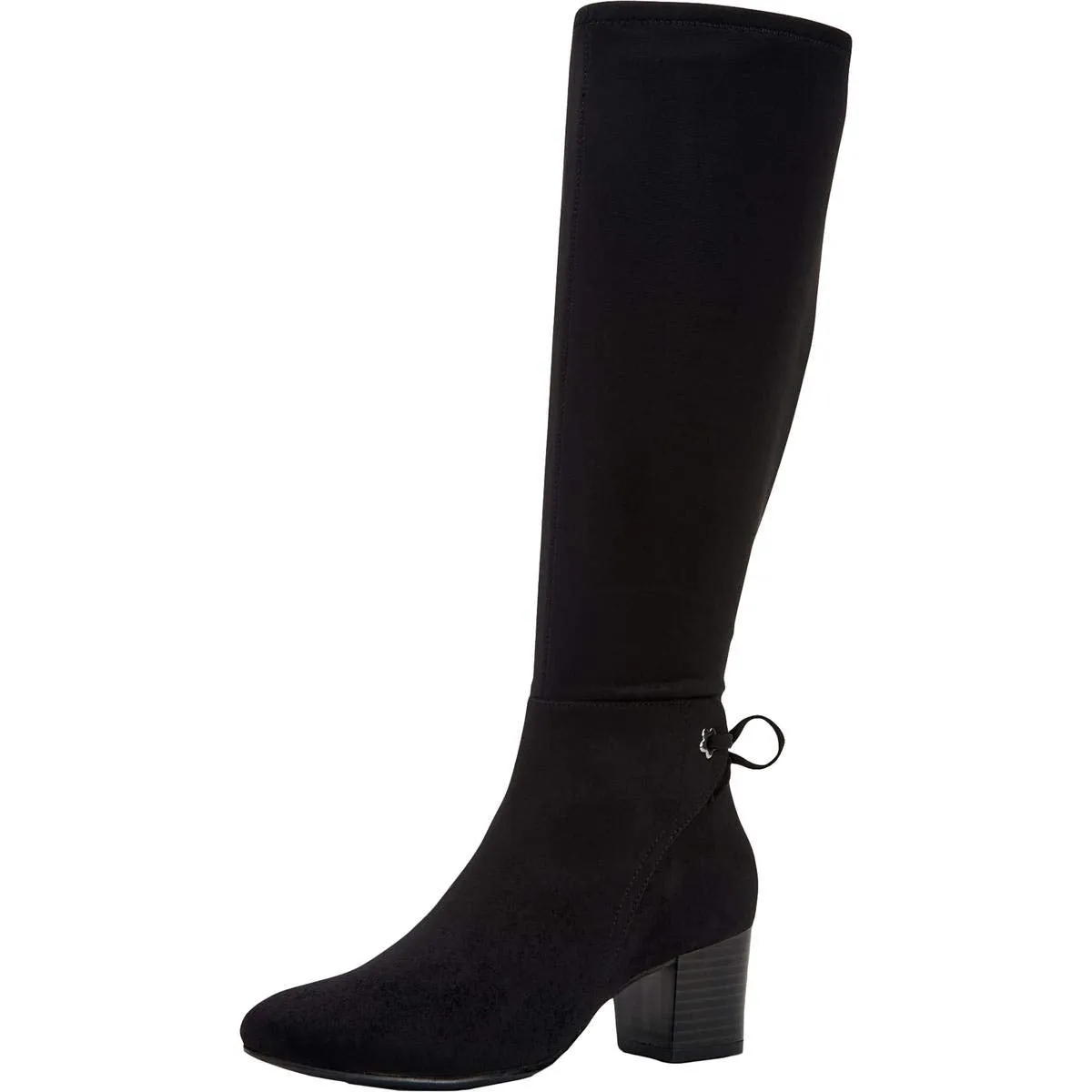 Charter Club Women's Jaccque Tall Stretch Boots, Black Smooth, Size 10.0