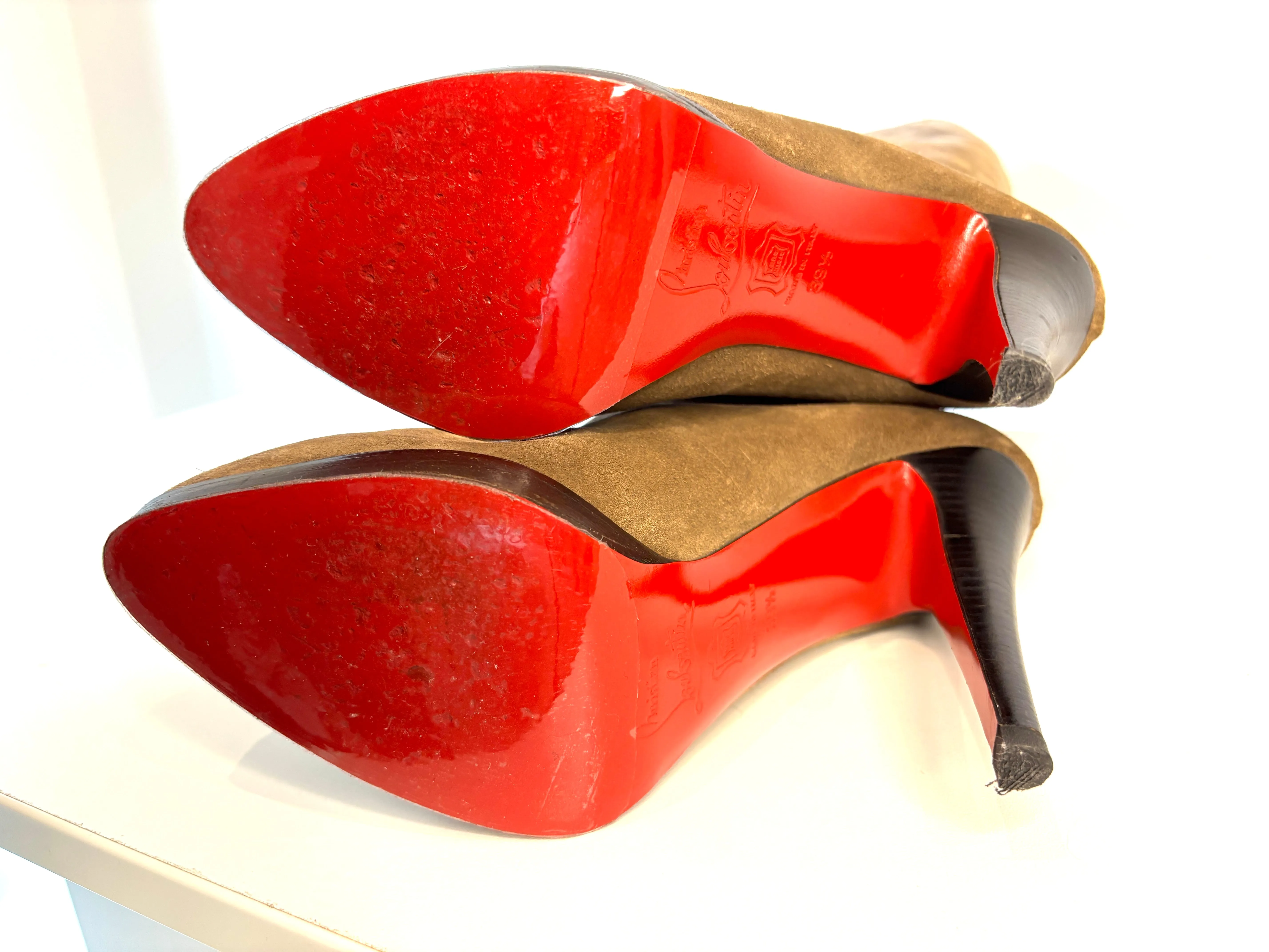 Christian Louboutin Knee High Suede Boots 39.5 UK6.5 Preloved