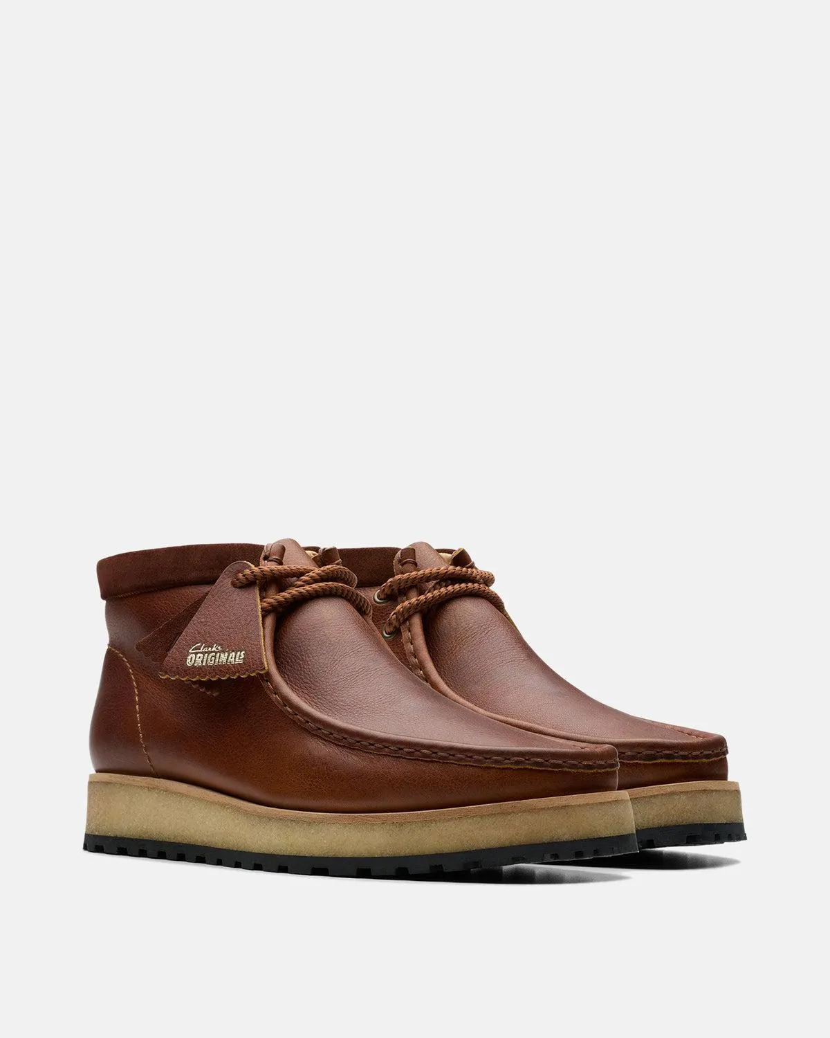 CLARKS ORIGINALS MENS WALLABEE SCOUT BOOTS DARK TAN LEATHER