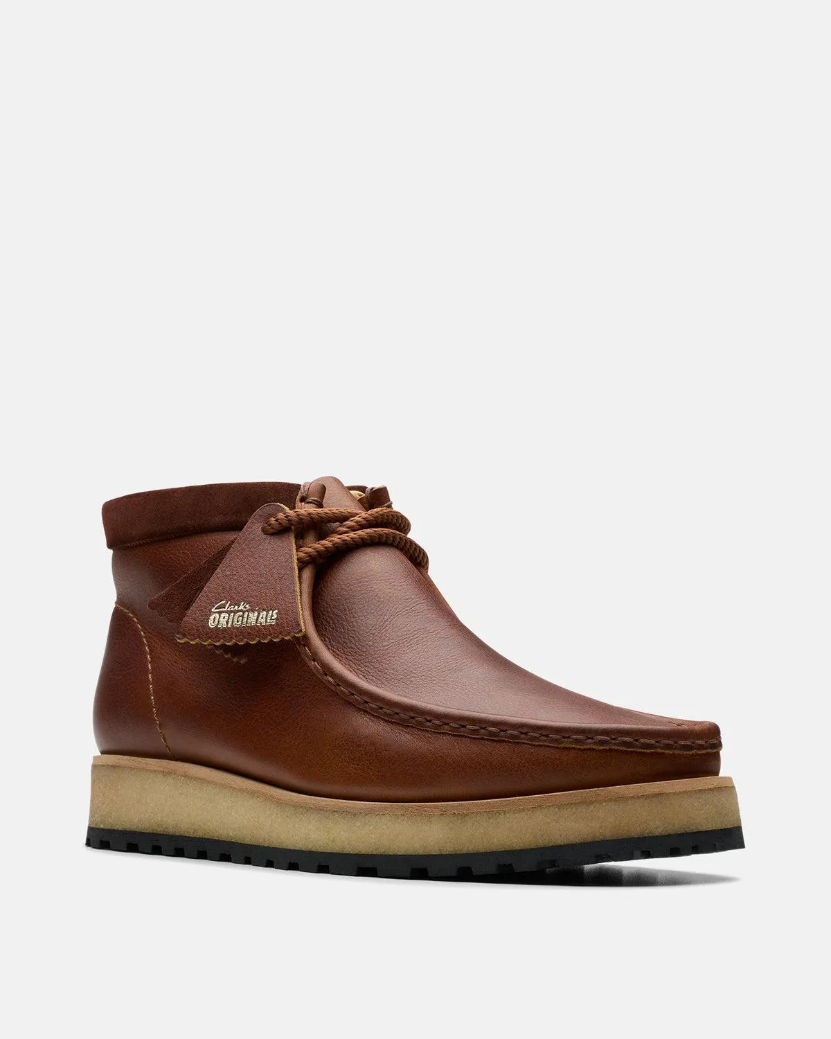 CLARKS ORIGINALS MENS WALLABEE SCOUT BOOTS DARK TAN LEATHER