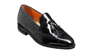 Clive - Black Hi-Shine Wingtip Loafer