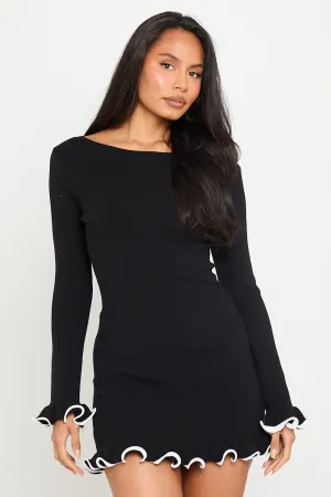 Contrast Trim Ruffle Mini Dress | Sleek & Playful | Flirty Elegance