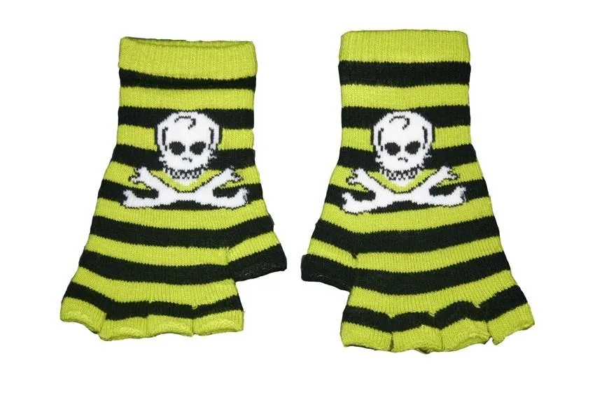Copy of Black and Green Skull Fingerless Gloves