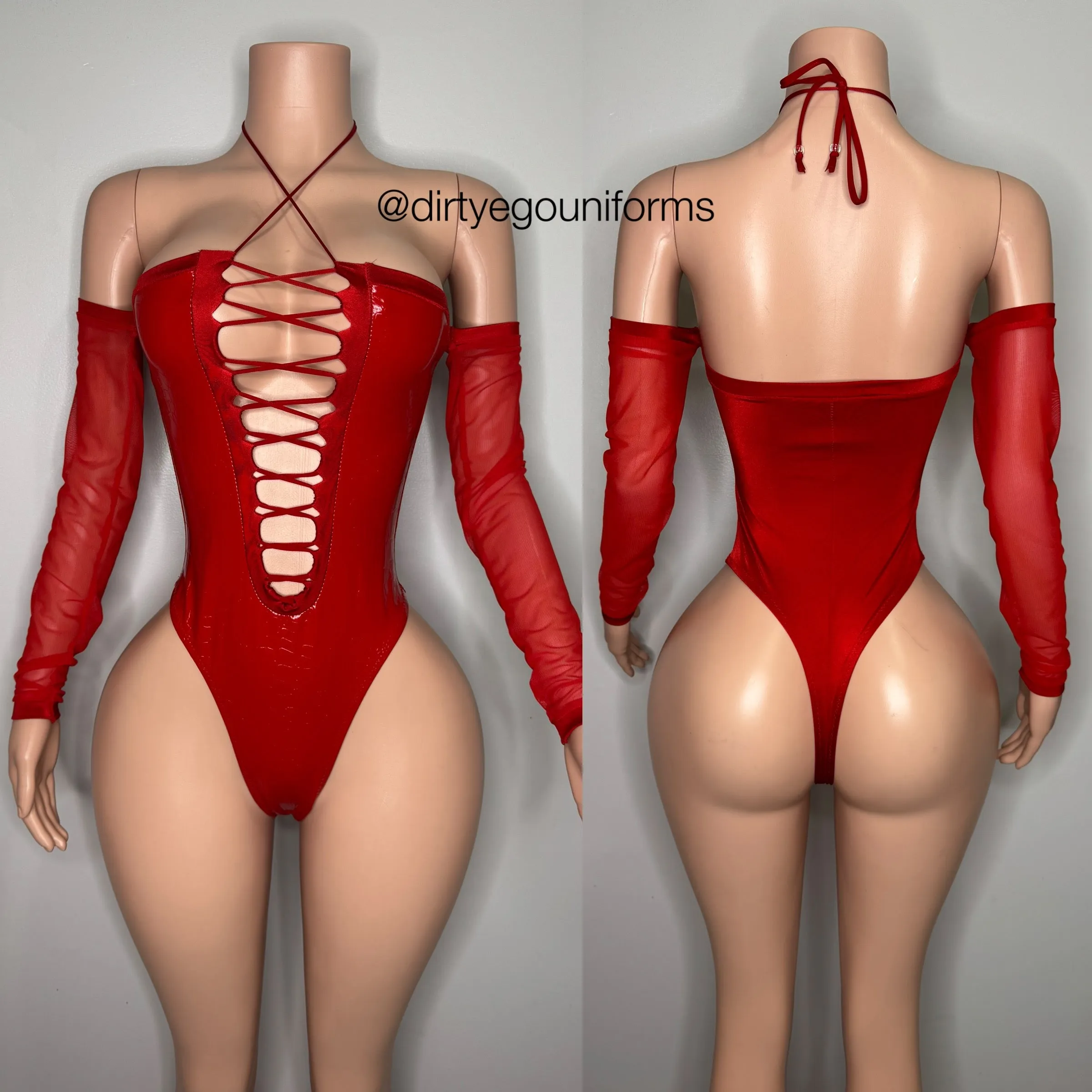 Croc print latex bandeau bodysuit
