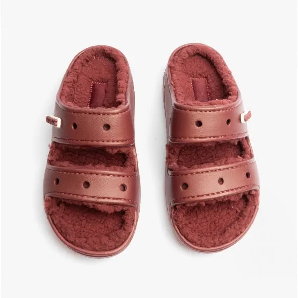Crocs 207446-612 CLASSIC COZZZY Womens Sliders Garnet