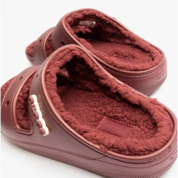 Crocs 207446-612 CLASSIC COZZZY Womens Sliders Garnet
