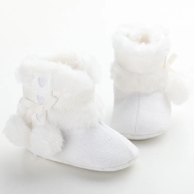 Cute Ball Winter Boots Fashion Soft Bottom Baby Moccasin Baby First Walkers Baby Warm Boots Non-slip Boots for Baby Girls