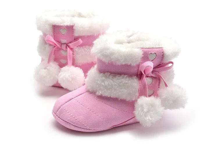 Cute Ball Winter Boots Fashion Soft Bottom Baby Moccasin Baby First Walkers Baby Warm Boots Non-slip Boots for Baby Girls