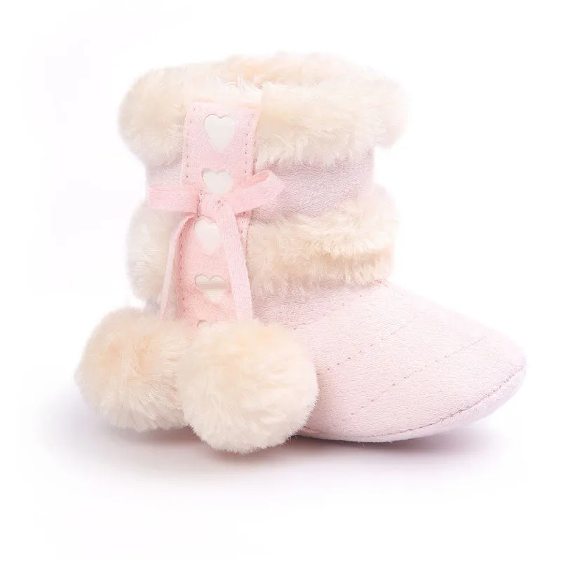 Cute Ball Winter Boots Fashion Soft Bottom Baby Moccasin Baby First Walkers Baby Warm Boots Non-slip Boots for Baby Girls