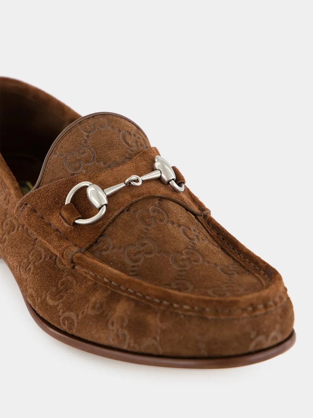 Dark Brown GG Suede Horsebit Loafer