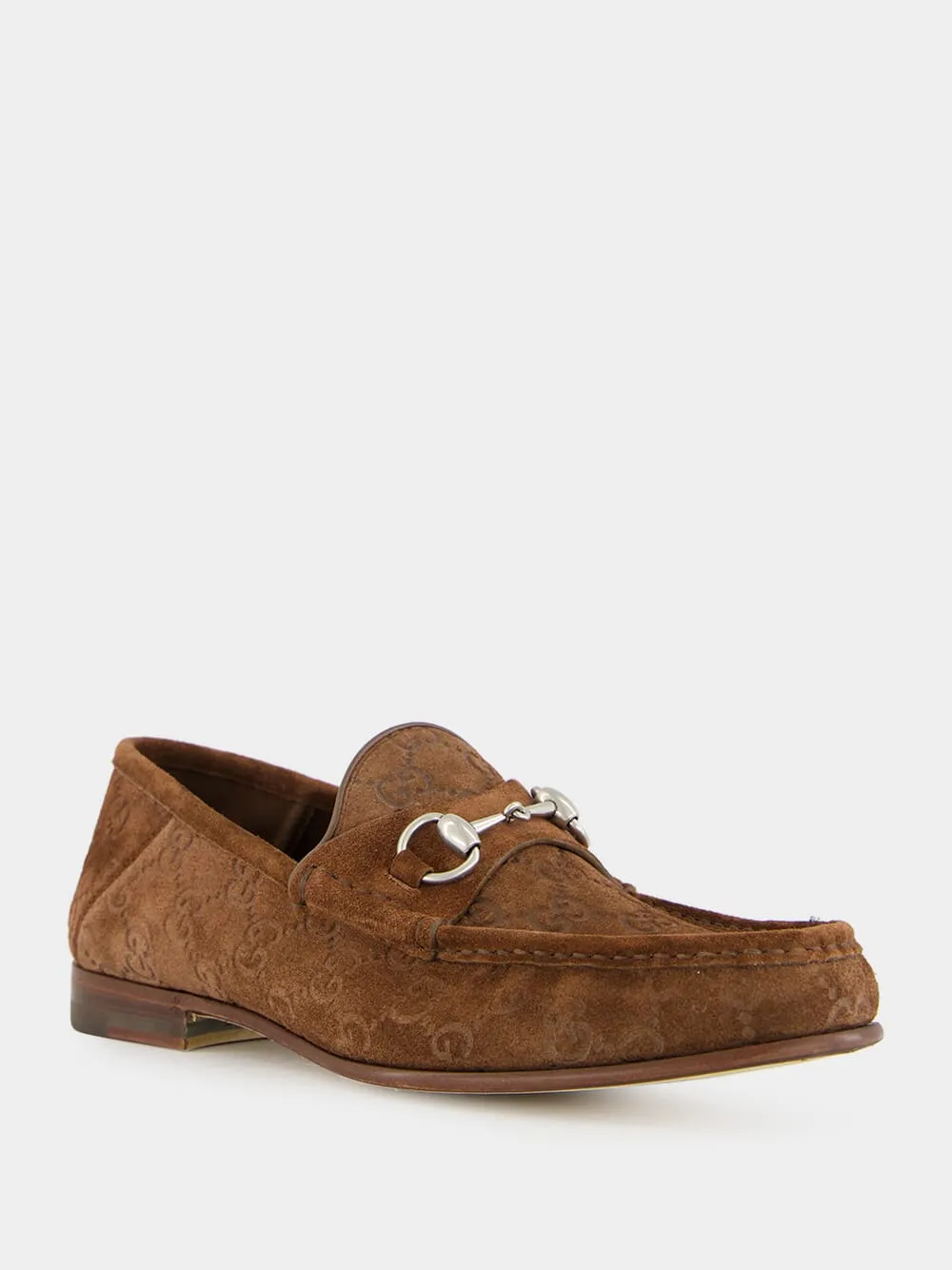 Dark Brown GG Suede Horsebit Loafer