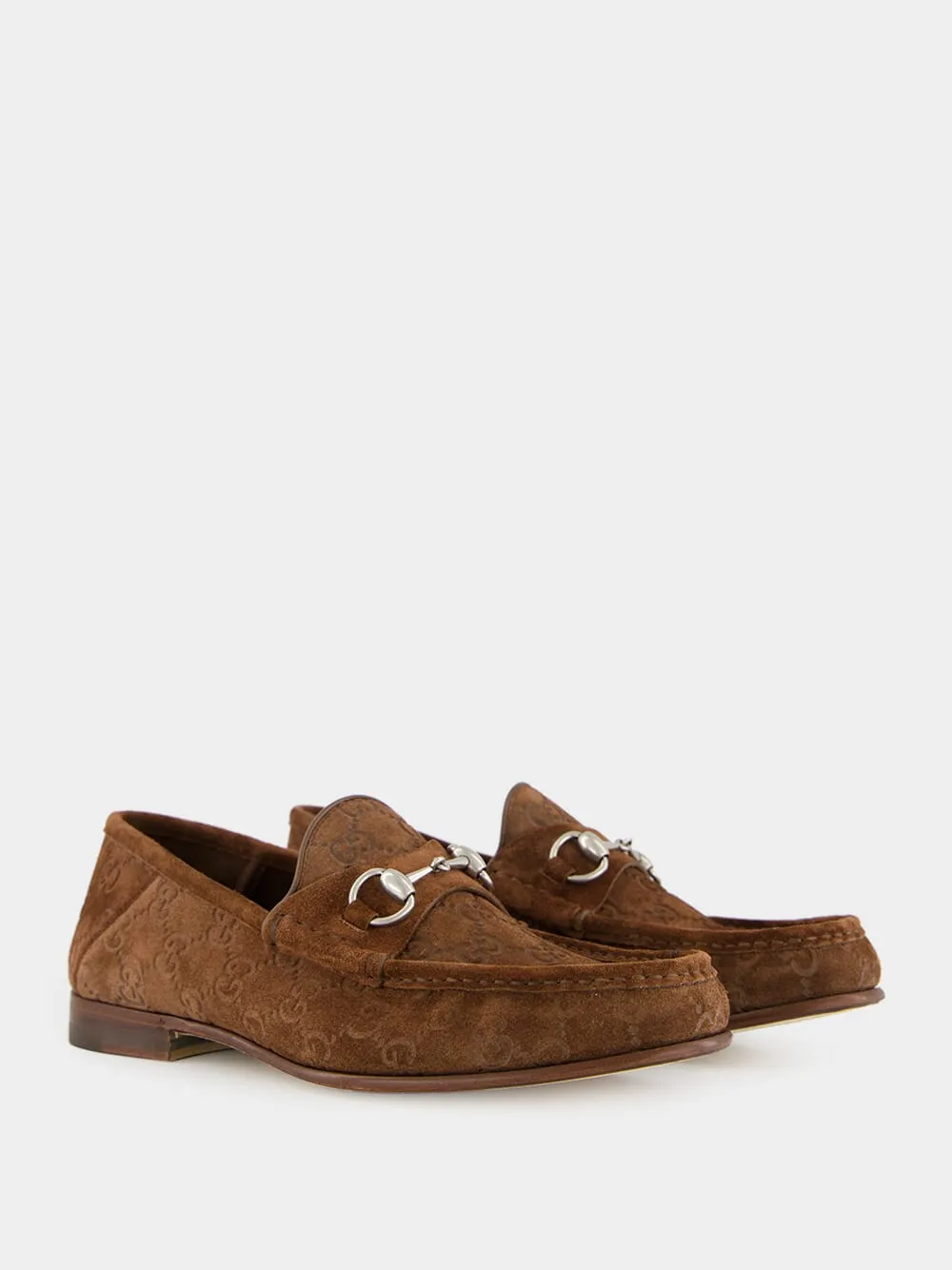 Dark Brown GG Suede Horsebit Loafer