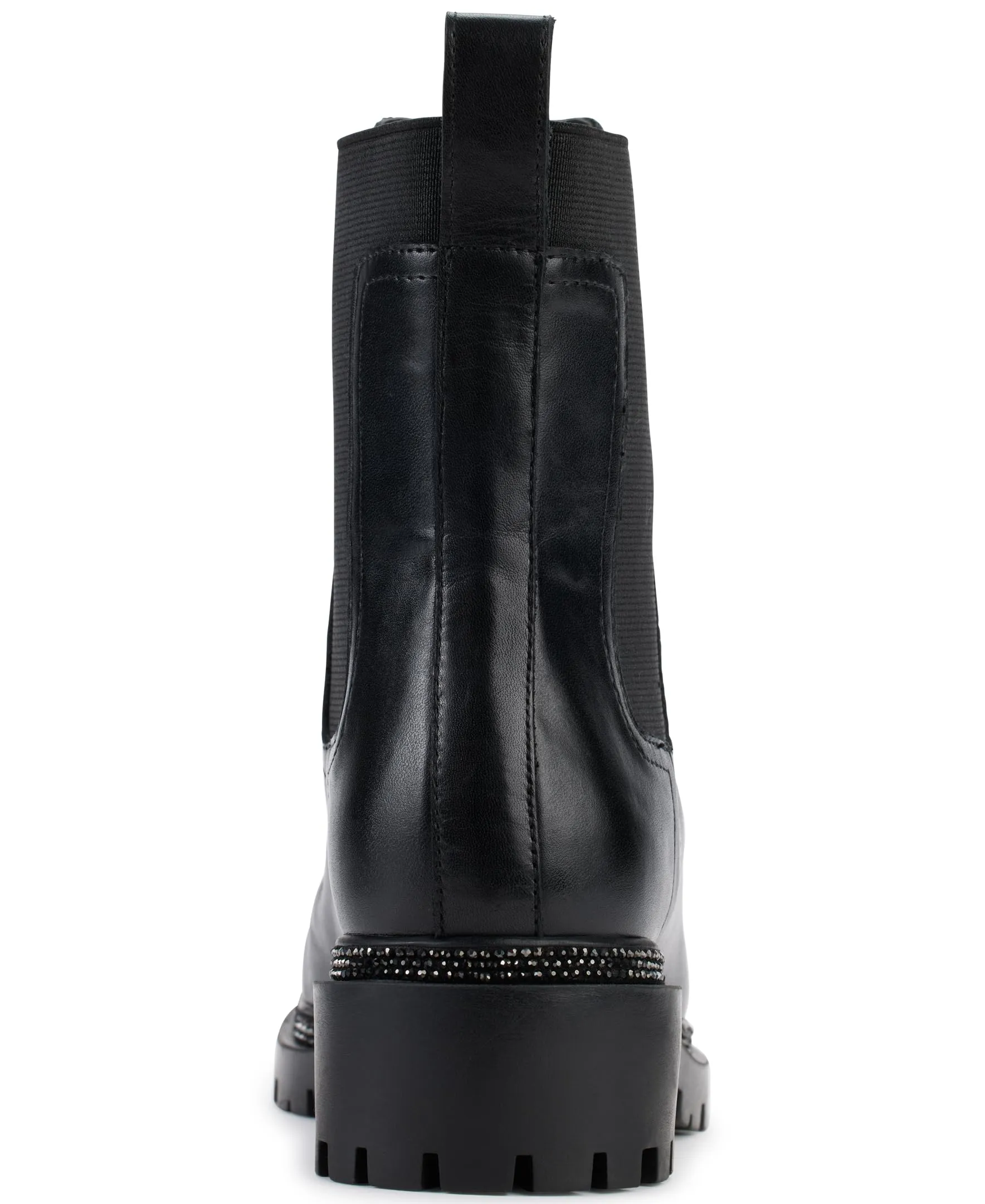 DKNY Women's Smooth Lug Sole Leather Boot Fashion, Black, 7.5