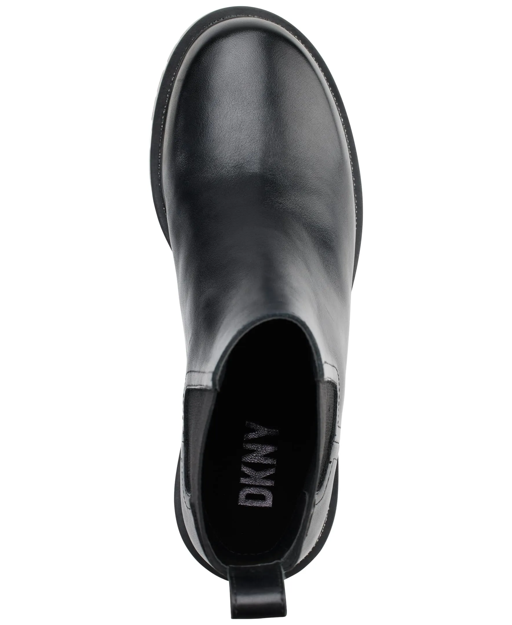 DKNY Women's Smooth Lug Sole Leather Boot Fashion, Black, 7.5