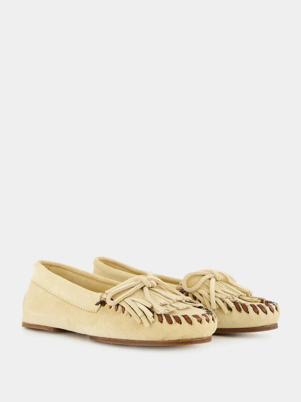 Ecru Indiana Suede Leather Loafers