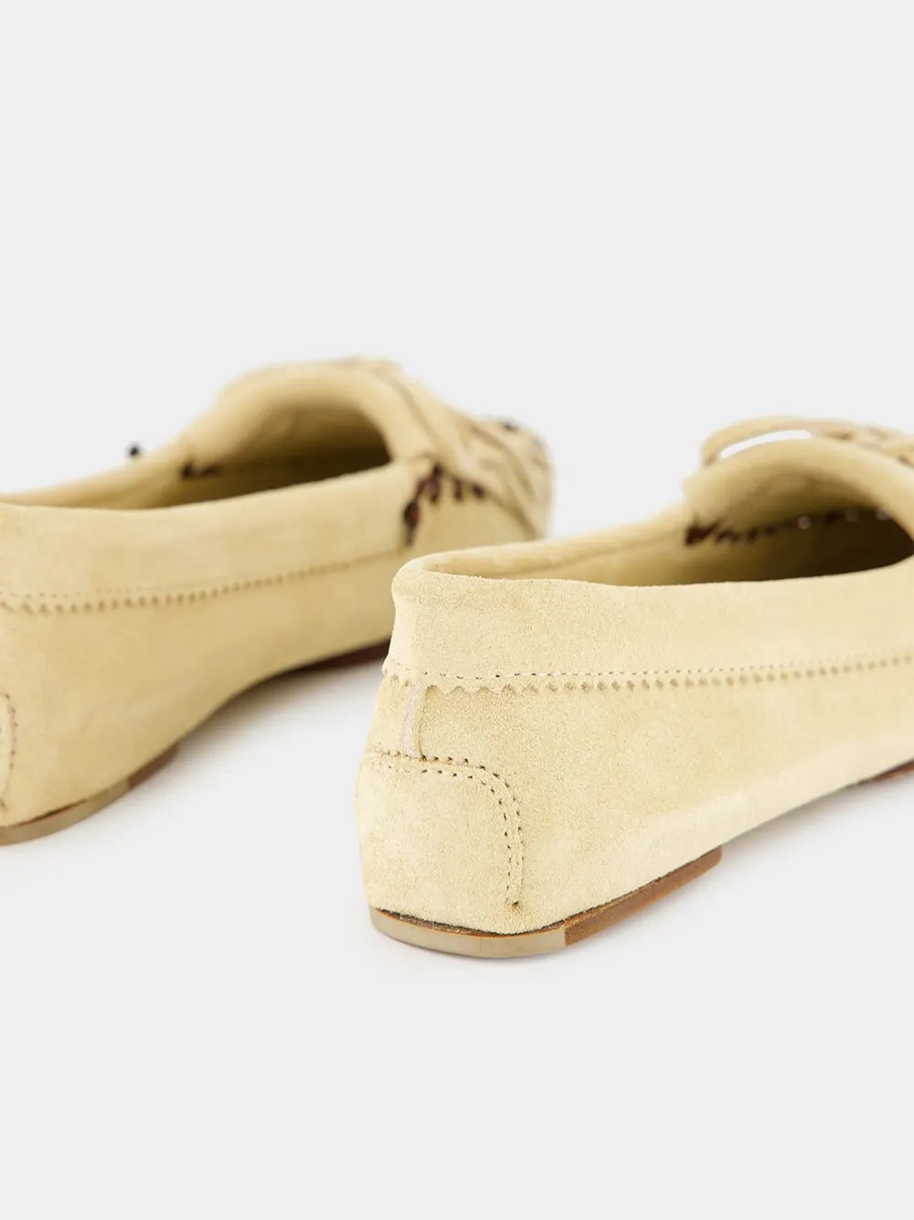 Ecru Indiana Suede Leather Loafers