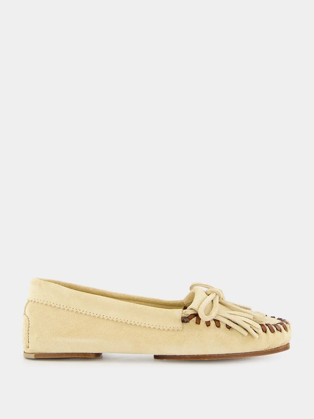 Ecru Indiana Suede Leather Loafers